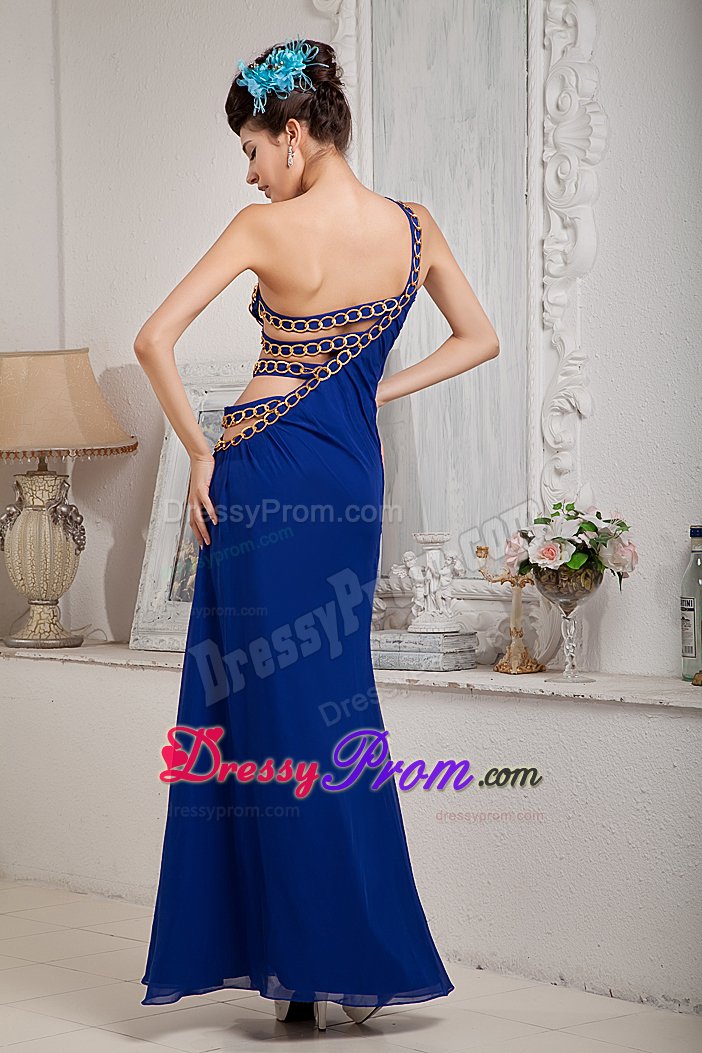 Modest High Slit Prom Court Dresses One Shoulder with Cut out Straps