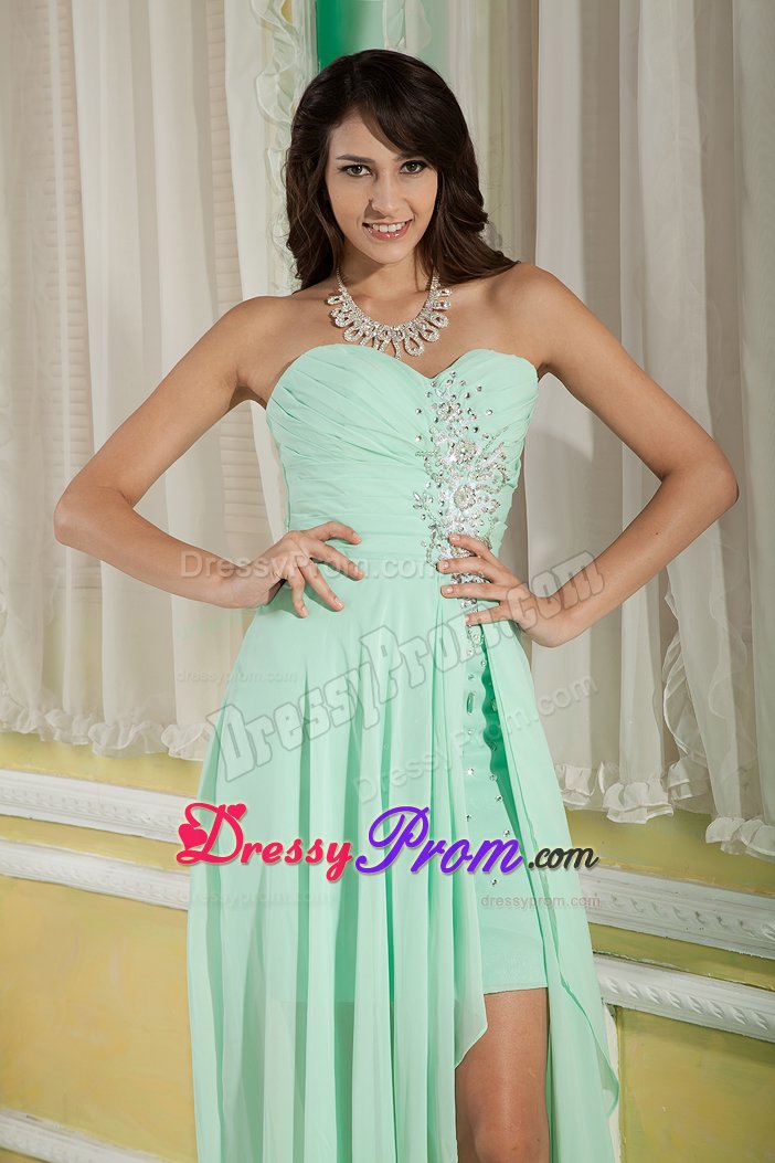 High-low Sweetheart Beading Prom Dresses Ruching for Rio Branco