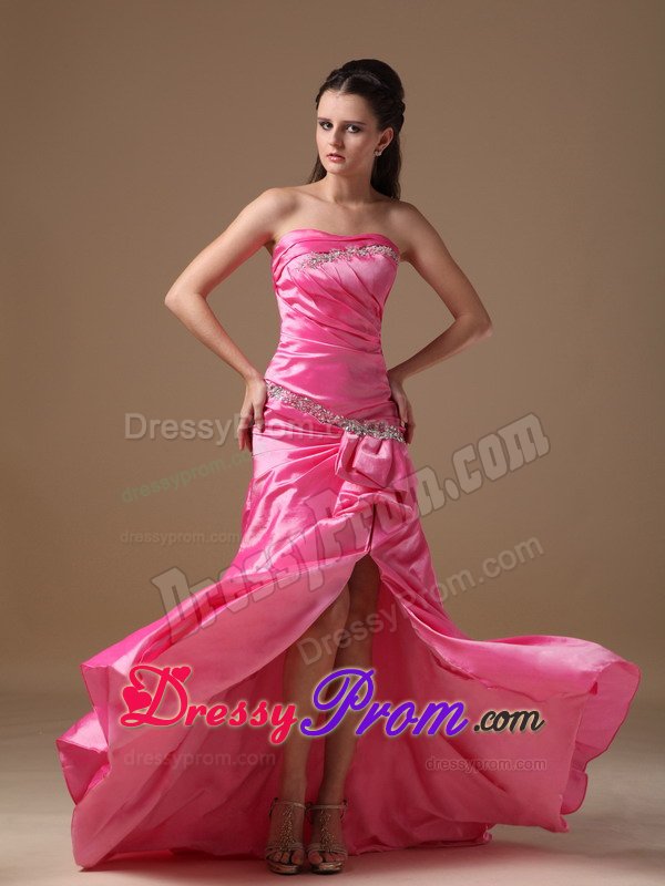 Classic High Slit Strapless Prom Celebrity Dress Beading Lace up Back
