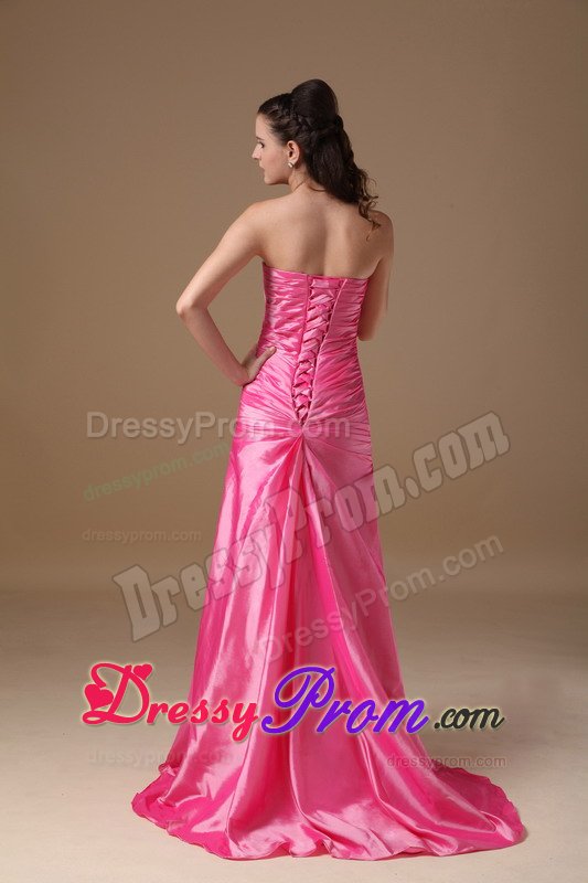 Classic High Slit Strapless Prom Celebrity Dress Beading Lace up Back