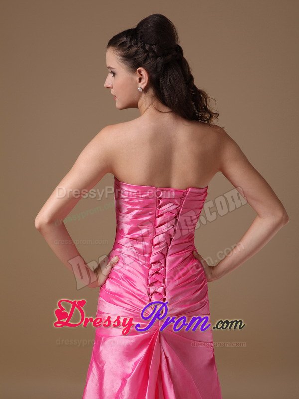 Classic High Slit Strapless Prom Celebrity Dress Beading Lace up Back