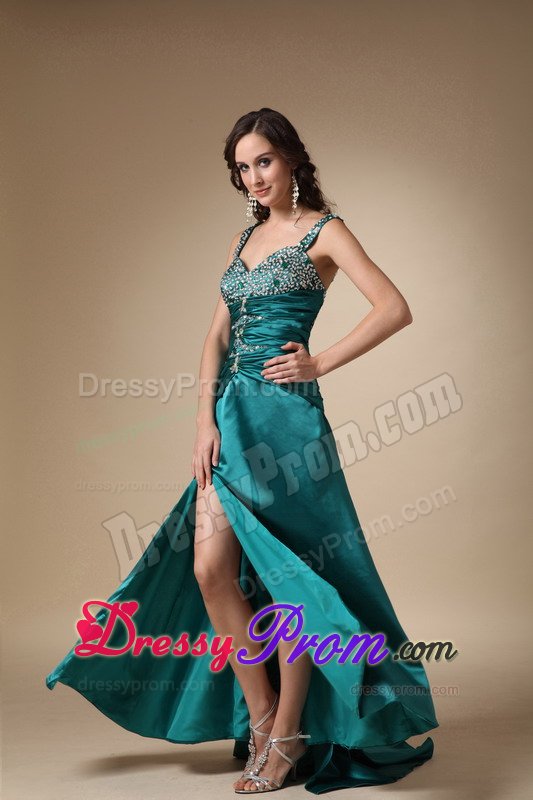 Sweep Train Beaded Prom Dresses with Criss Cross Back for Cascavel