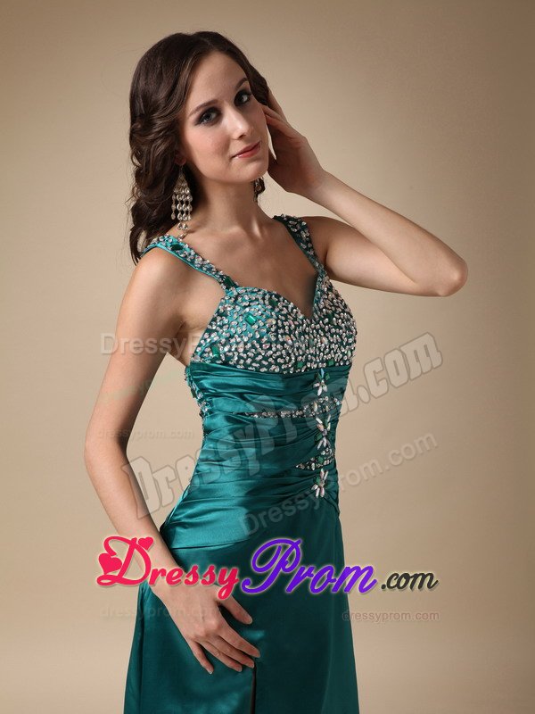 Sweep Train Beaded Prom Dresses with Criss Cross Back for Cascavel