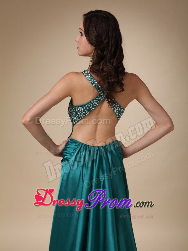 Sweep Train Beaded Prom Dresses with Criss Cross Back for Cascavel