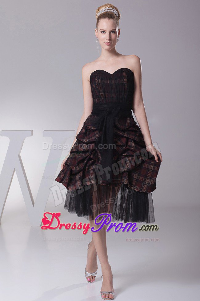 Pick-ups and Sash For Sweetheart Prom Dress in Knee-length