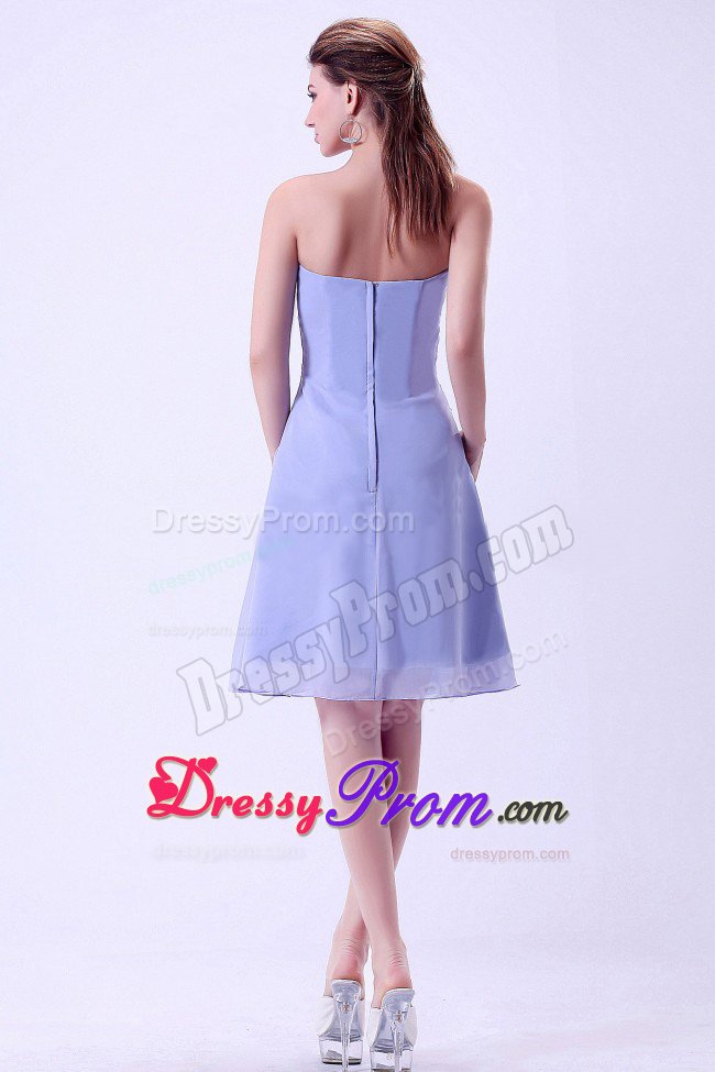 Lilac A-line Prom Bridemaid Dress to Knee-length Made in Chiffon