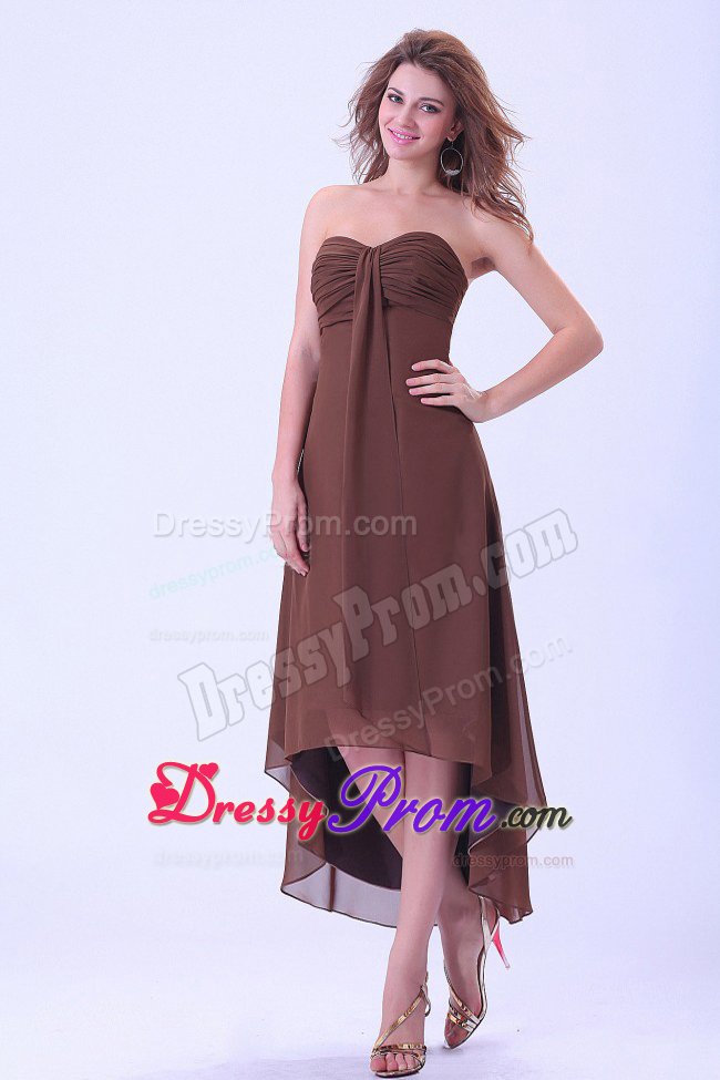High-low Prom Homecoming Dress in Brown Chiffon For Custom Made