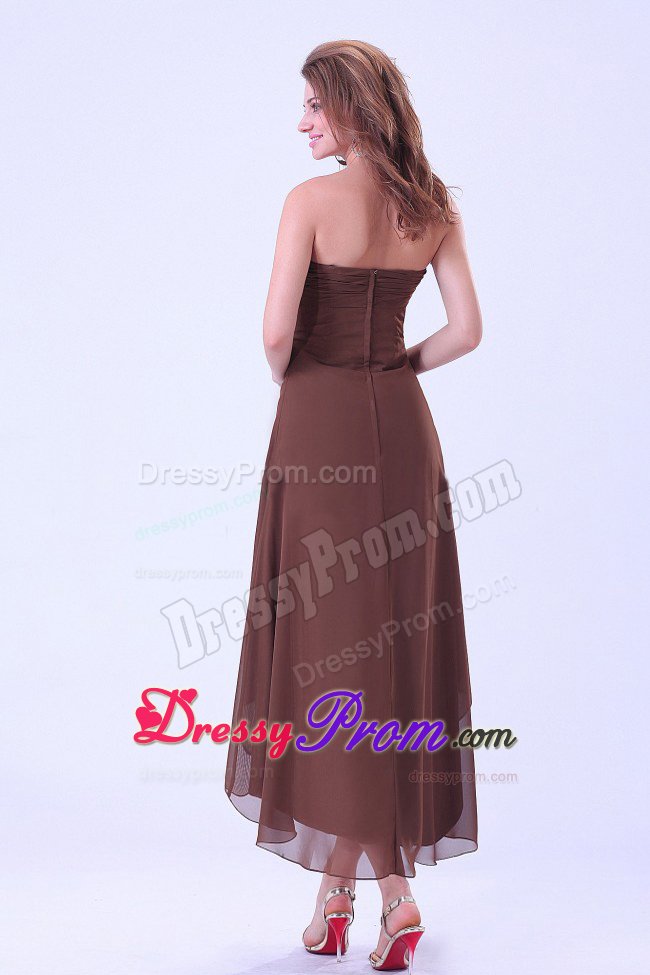 High-low Prom Homecoming Dress in Brown Chiffon For Custom Made