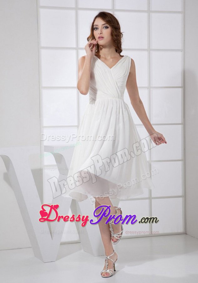 V-neck for 2013 Empire Knee-length Informal Prom Dress