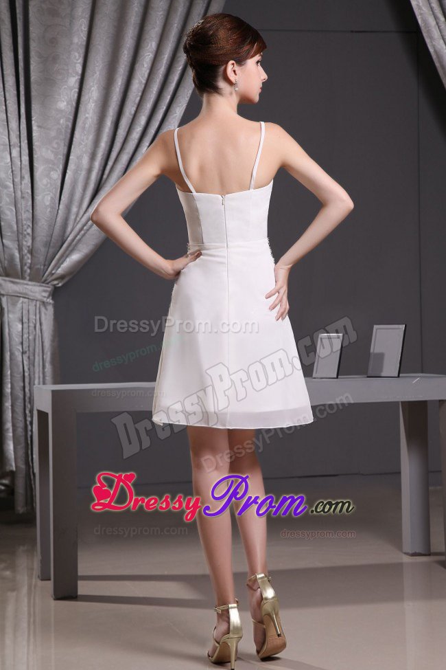 Straps Beading Decorated Mini Prom Holiday Dress Made in Chiffon