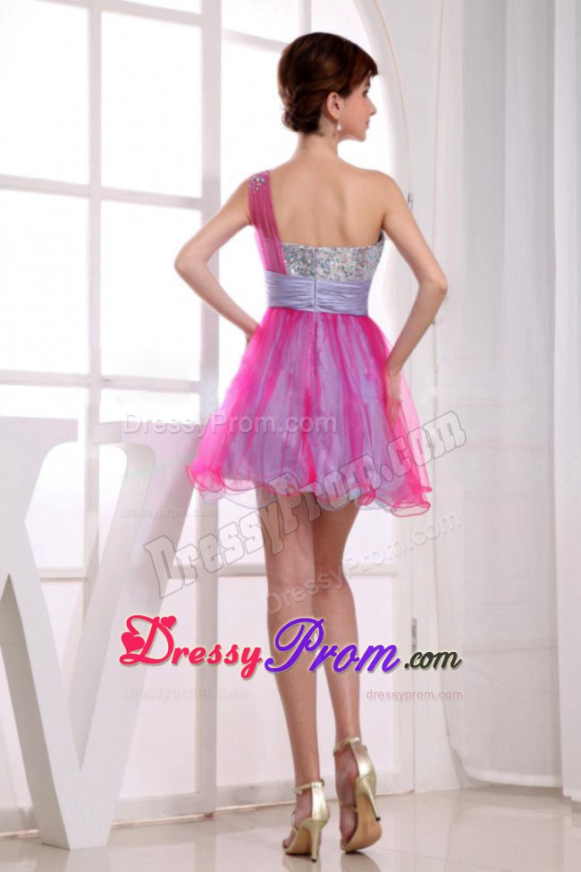 Colorful One Shoulder Sashes Prom Cocktail Dress in Organza