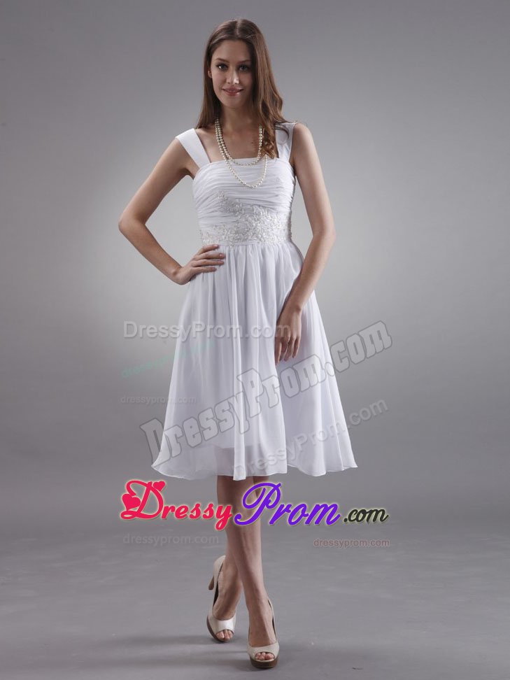 White formal knee length dresses