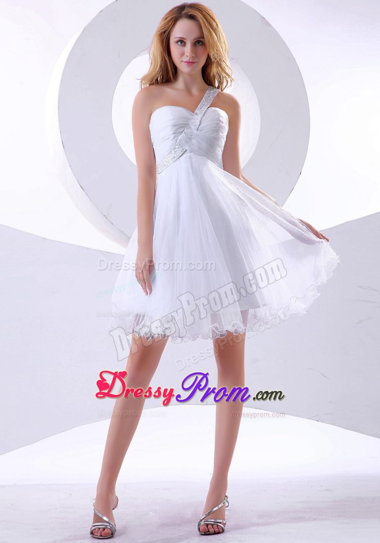 Beading Decorated One Shoulder 2013 Prom Dress to Knee-length