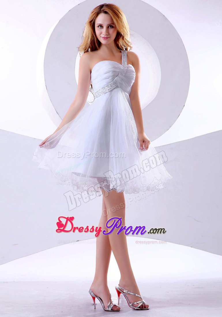 Beading Decorated One Shoulder 2013 Prom Dress to Knee-length