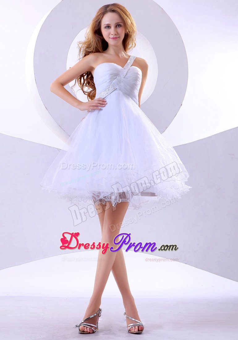 Beading Decorated One Shoulder 2013 Prom Dress to Knee-length