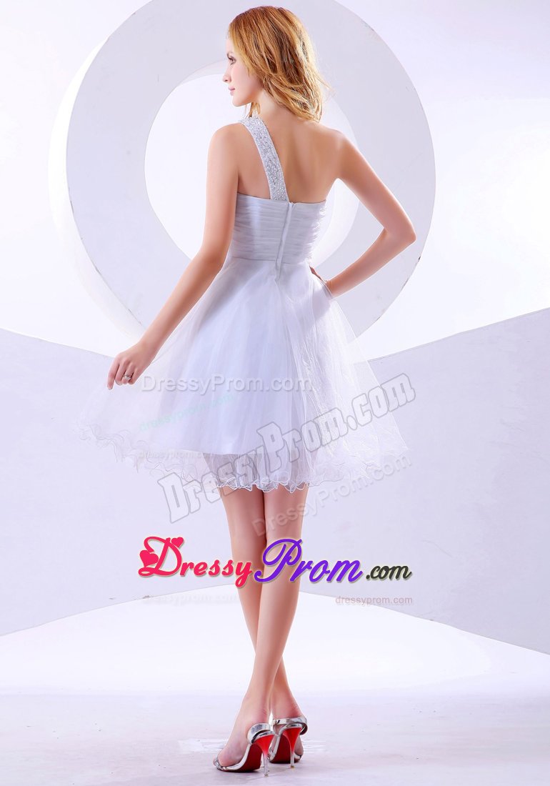 Beading Decorated One Shoulder 2013 Prom Dress to Knee-length
