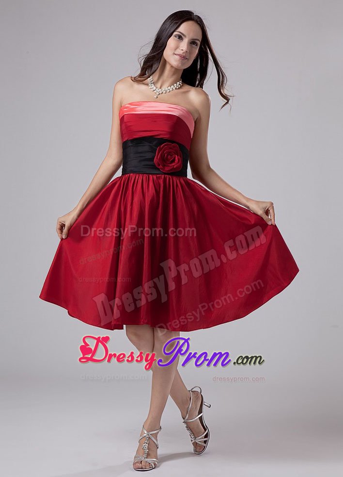 Multi-color Hand Flowers Taffeta Knee-length A-Line Prom Dress in 2013