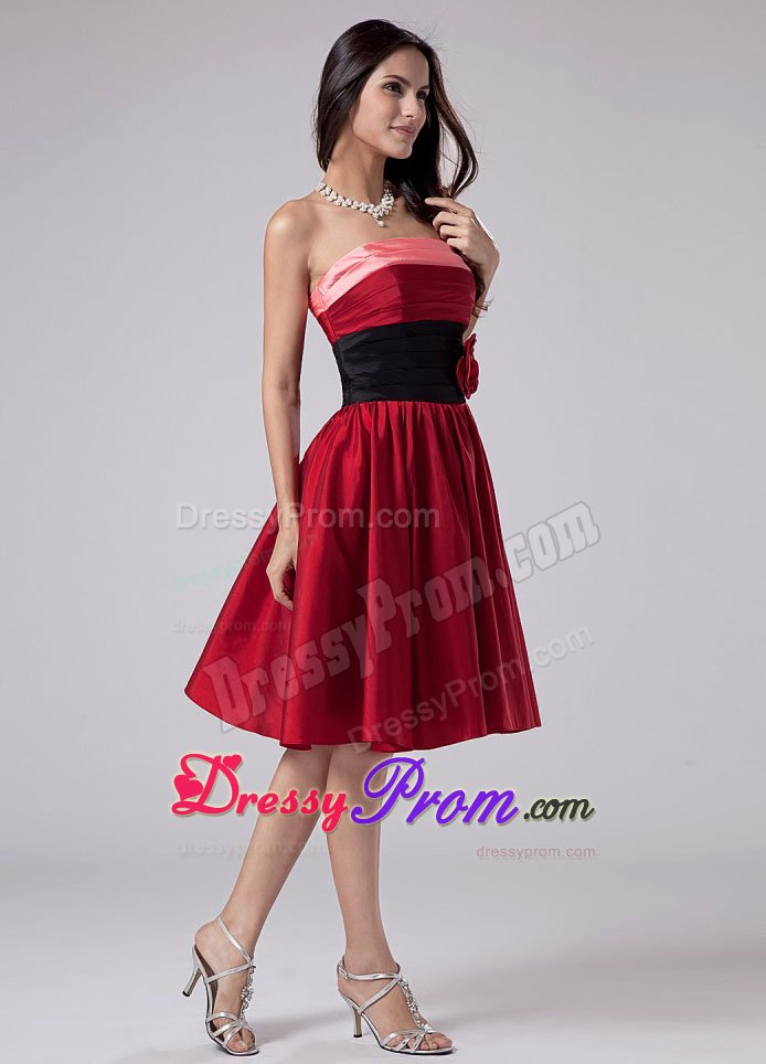 Multi-color Hand Flowers Taffeta Knee-length A-Line Prom Dress in 2013