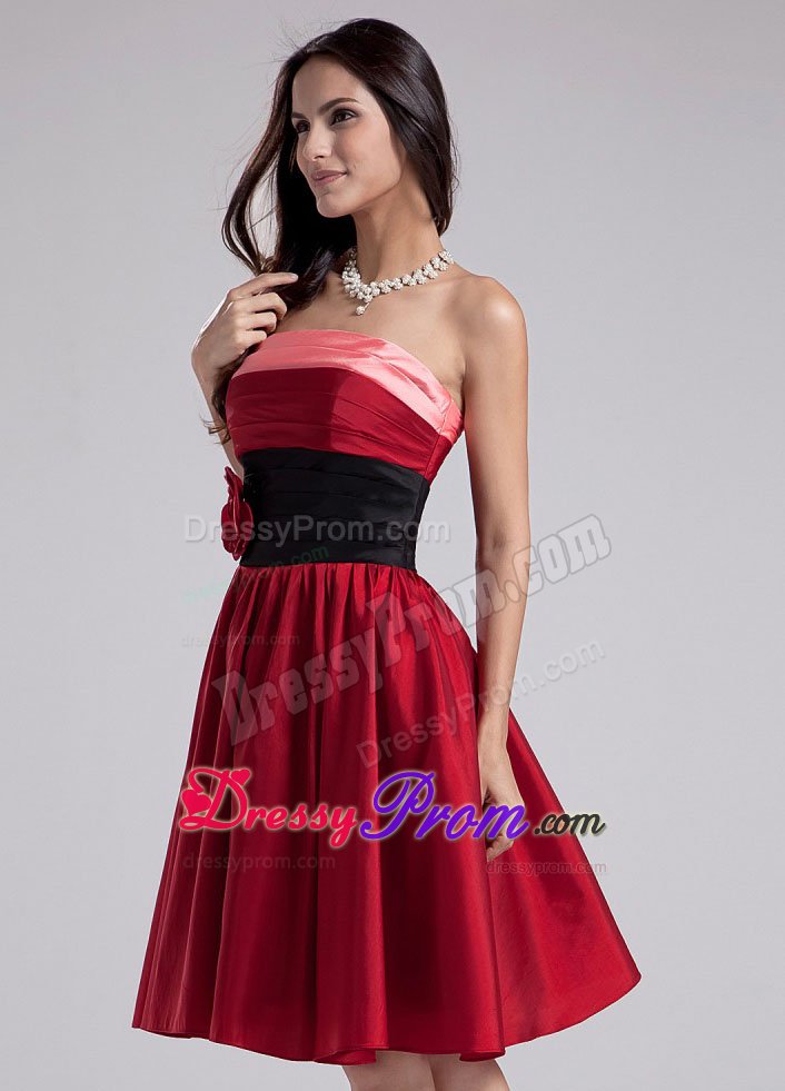 Multi-color Hand Flowers Taffeta Knee-length A-Line Prom Dress in 2013