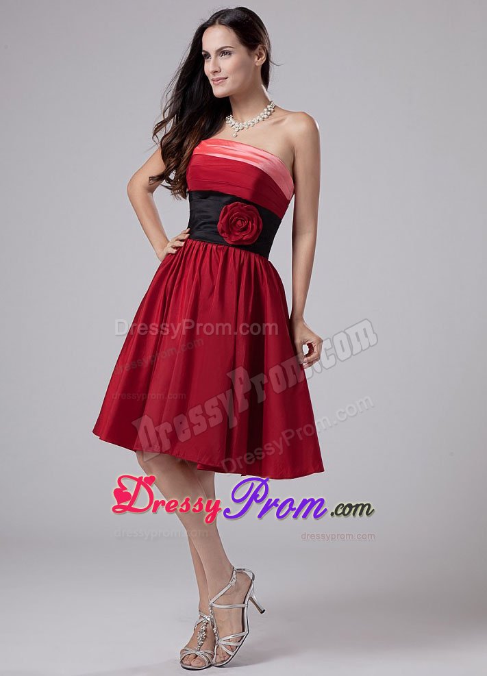 Multi-color Hand Flowers Taffeta Knee-length A-Line Prom Dress in 2013