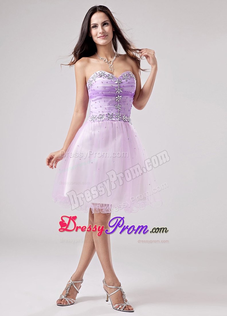 Beaded Bust Sweetheart Mini-length Lavender Prom Cocktail Dress In 2013
