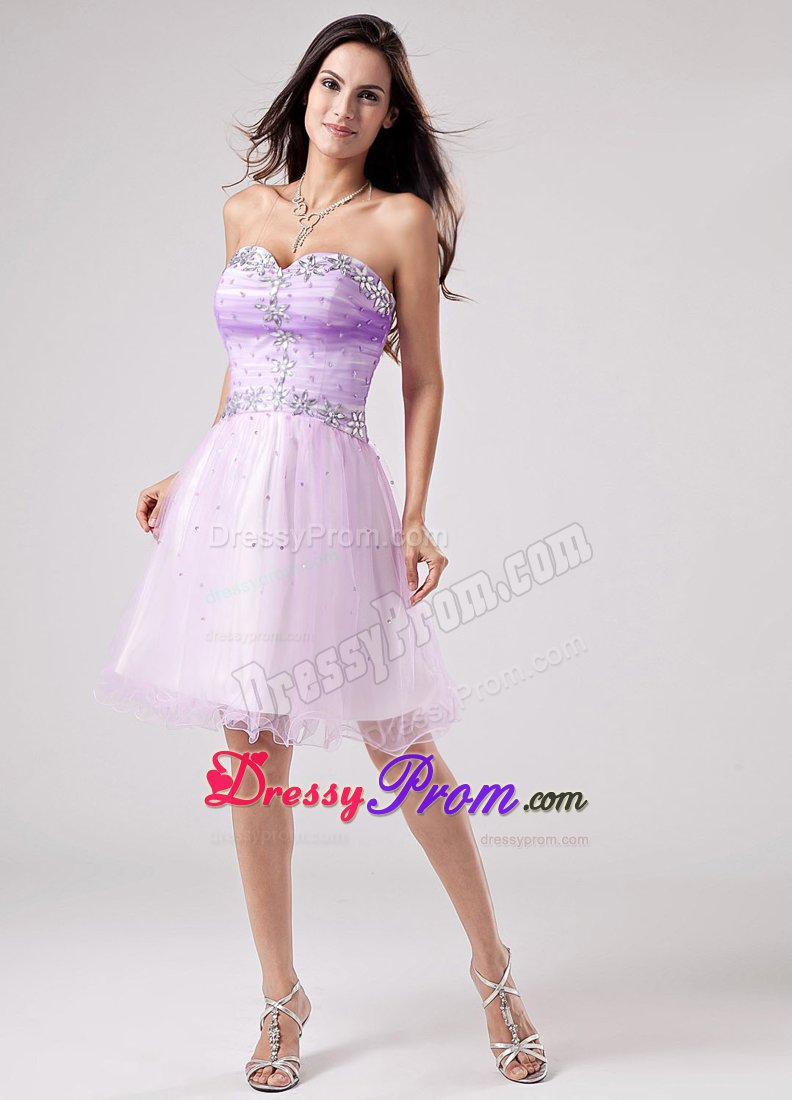 Beaded Bust Sweetheart Mini-length Lavender Prom Cocktail Dress In 2013