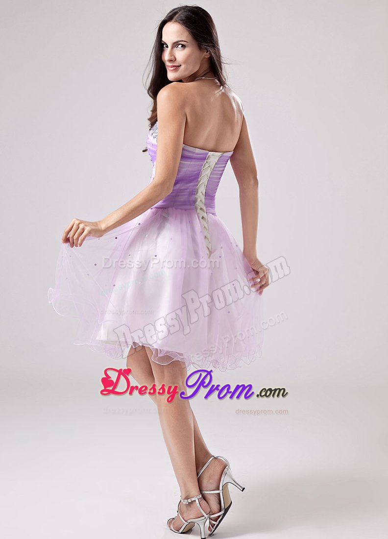 Beaded Bust Sweetheart Mini-length Lavender Prom Cocktail Dress In 2013