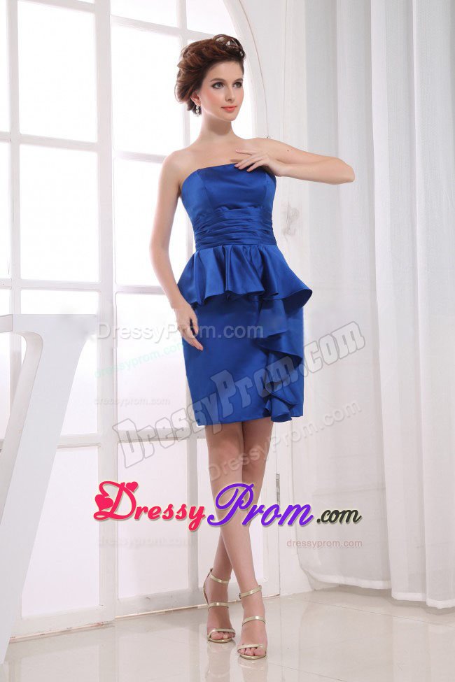 Brand New Style Strapless Royal Blue Prom Dress with Peplums