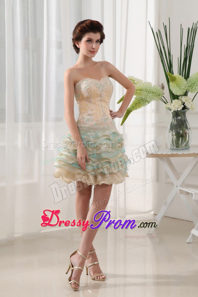 Colorful Sweetheart Short Prom Dress with Multi-tiered Ruffles