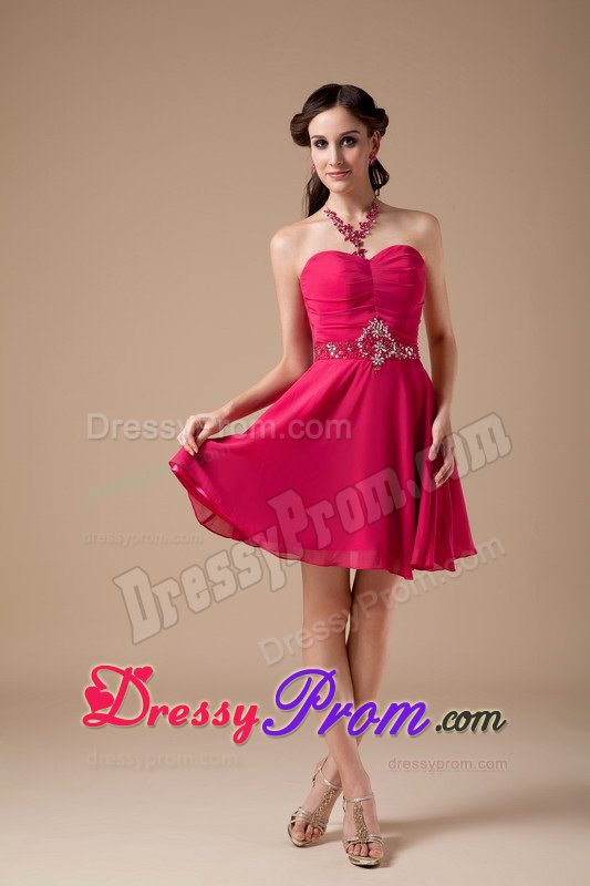 Custom Made Sweetheart Beaded Red Prom Dress for Summer
