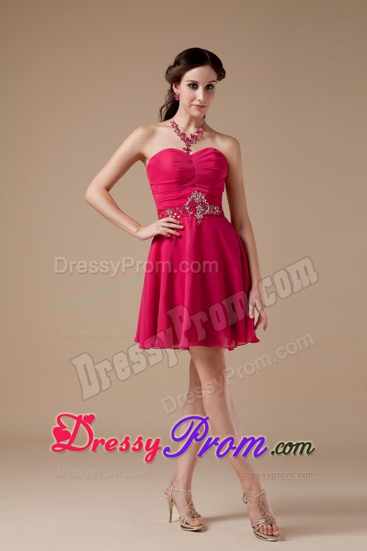 Custom Made Sweetheart Beaded Red Prom Dress for Summer