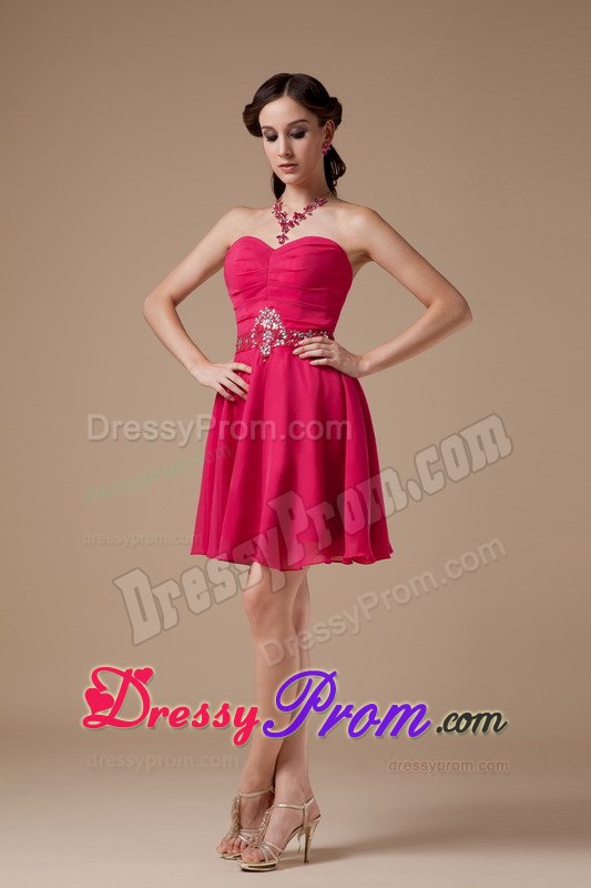 Custom Made Sweetheart Beaded Red Prom Dress for Summer