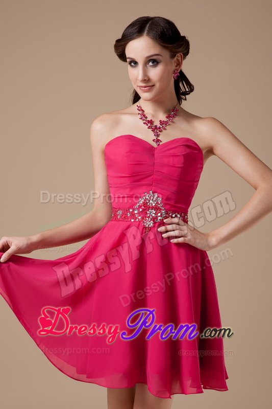 Custom Made Sweetheart Beaded Red Prom Dress for Summer