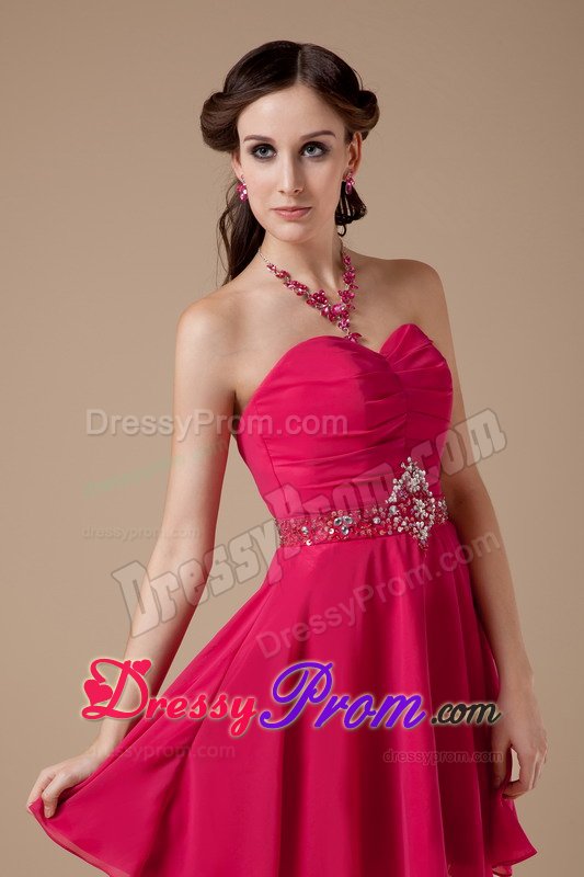 Custom Made Sweetheart Beaded Red Prom Dress for Summer