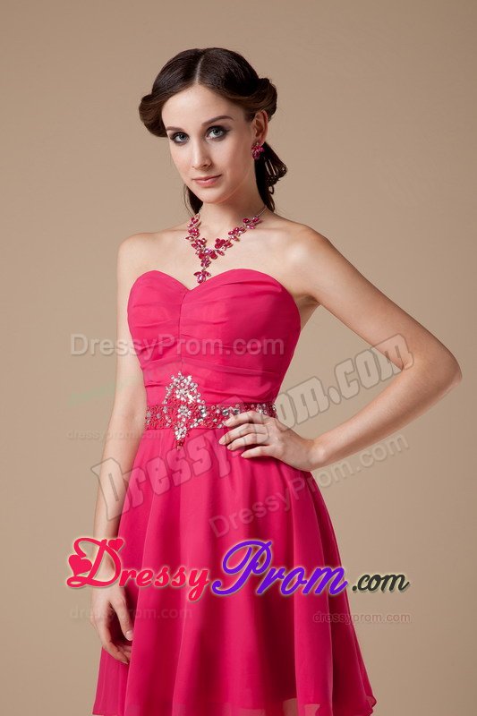 Custom Made Sweetheart Beaded Red Prom Dress for Summer