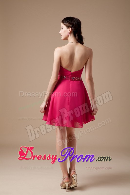 Custom Made Sweetheart Beaded Red Prom Dress for Summer