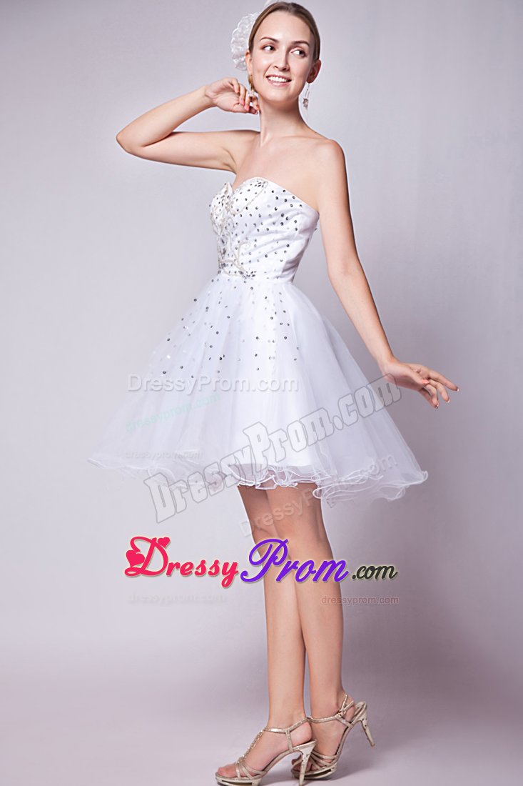 White Sweetheart Beading Mini Prom Dress 2013 Designed for A-line