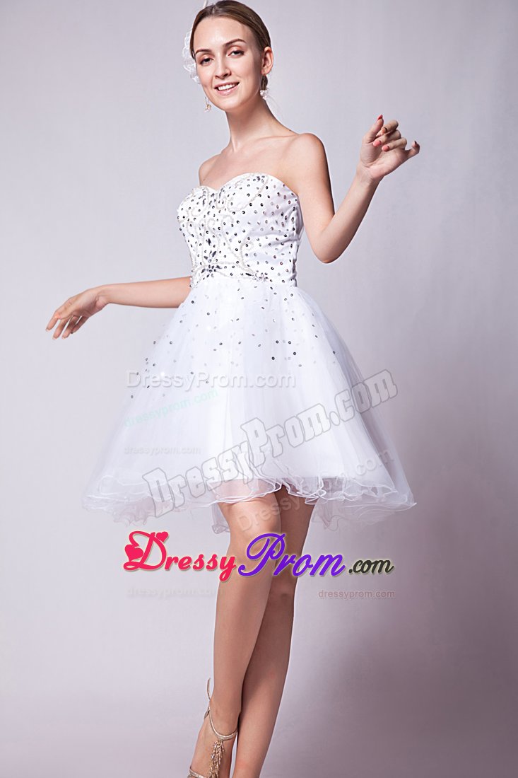 White Sweetheart Beading Mini Prom Dress 2013 Designed for A-line