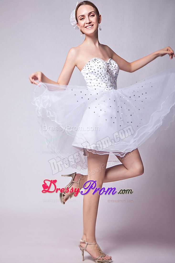 White Sweetheart Beading Mini Prom Dress 2013 Designed for A-line