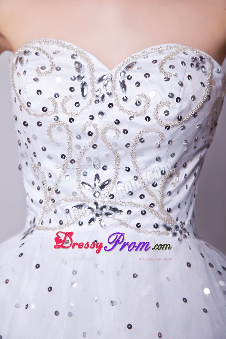 White Sweetheart Beading Mini Prom Dress 2013 Designed for A-line