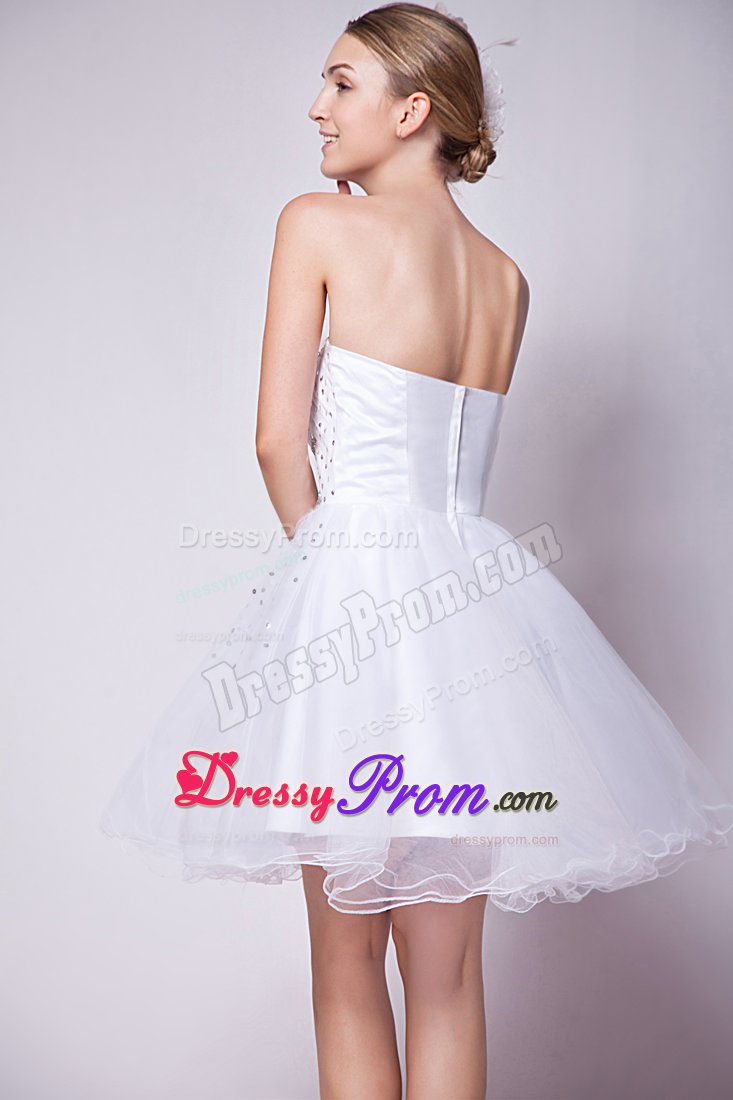 White Sweetheart Beading Mini Prom Dress 2013 Designed for A-line