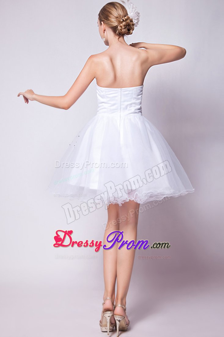 White Sweetheart Beading Mini Prom Dress 2013 Designed for A-line