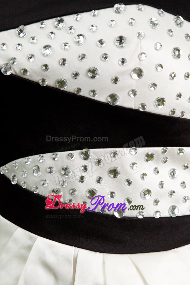 Simple Strapless White Mini Prom Cocktail Dress with Rhinestones