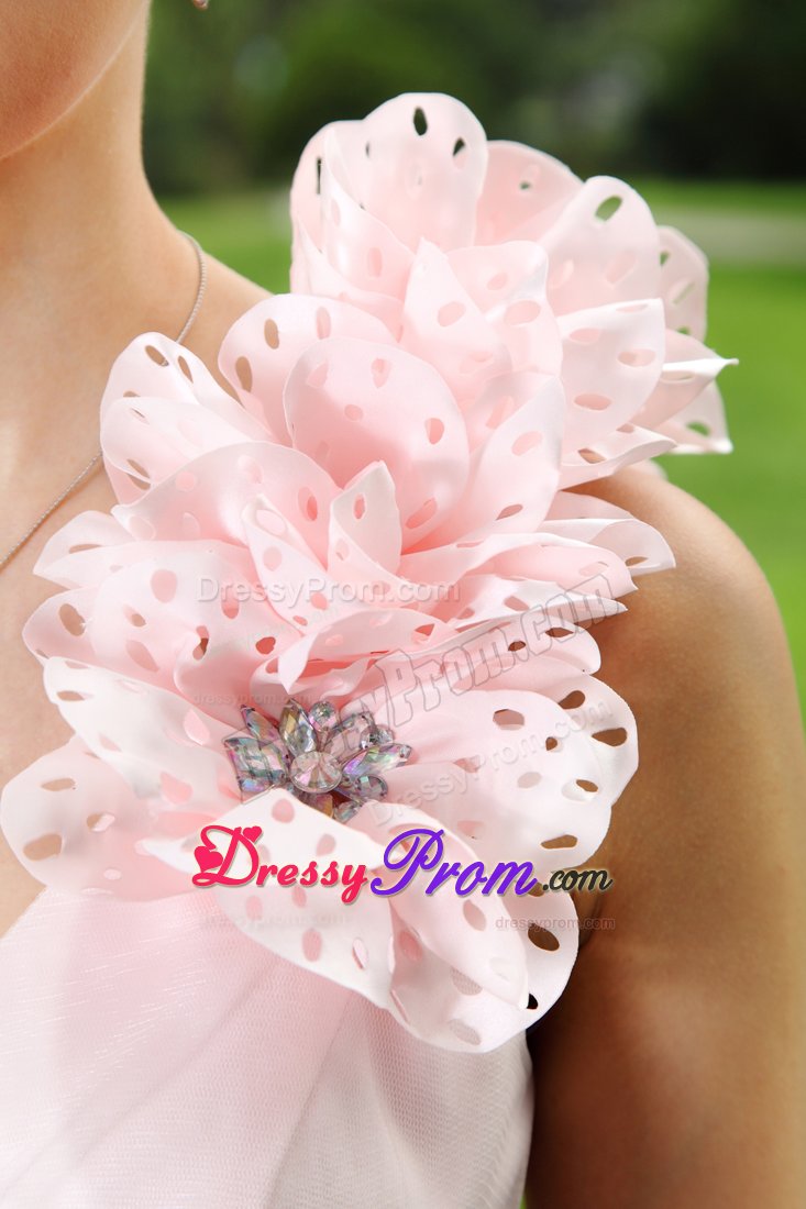 Light Pink Flowers One Shoulder Mini Prom Homecoming Dress in Devon