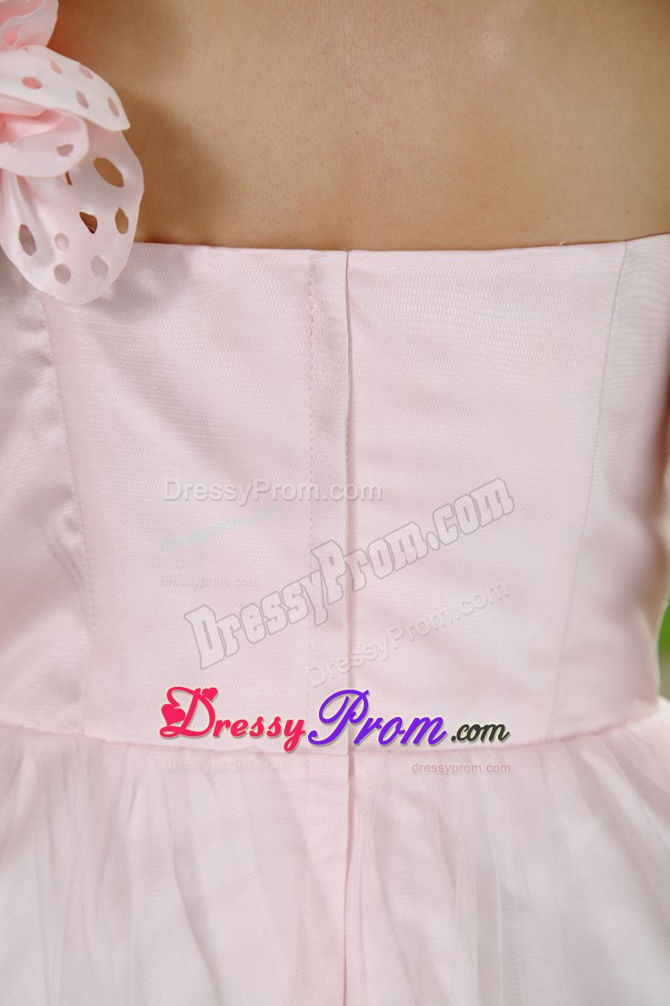 Light Pink Flowers One Shoulder Mini Prom Homecoming Dress in Devon