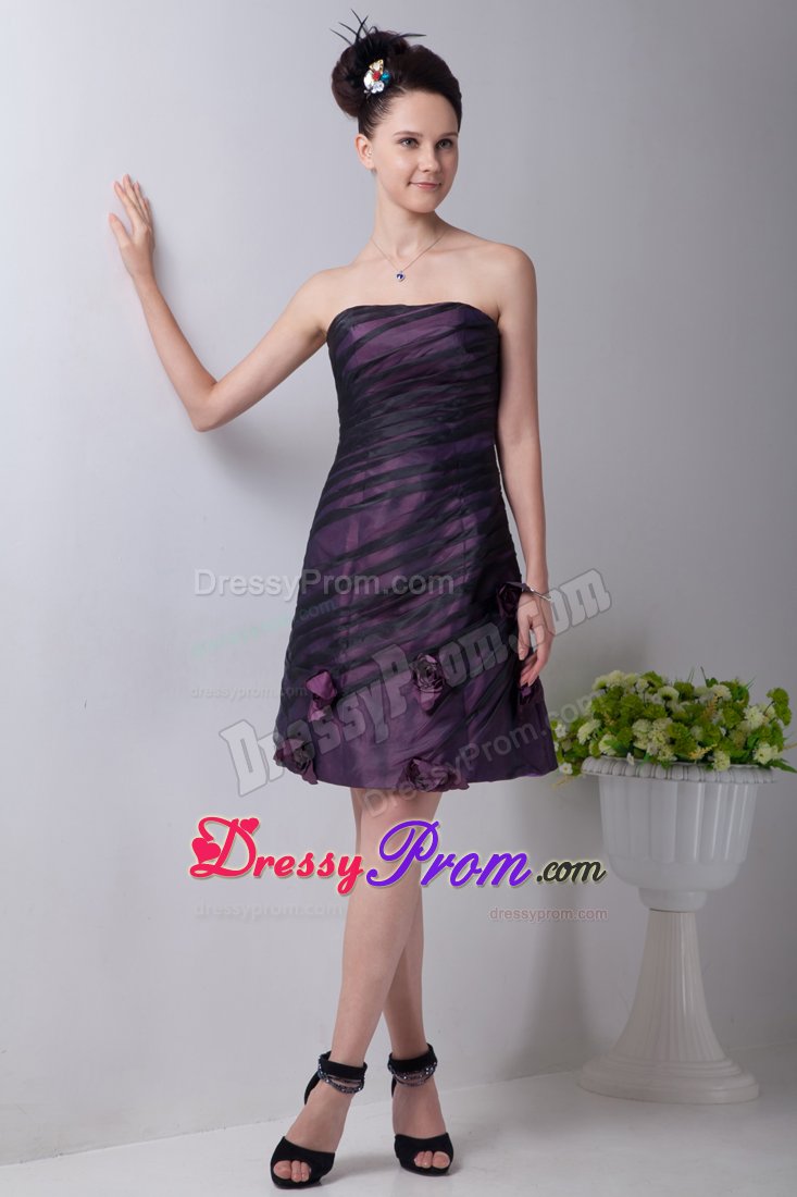Black Tulle Overlay Purple Mini Prom Homecoming Dress with Flowers