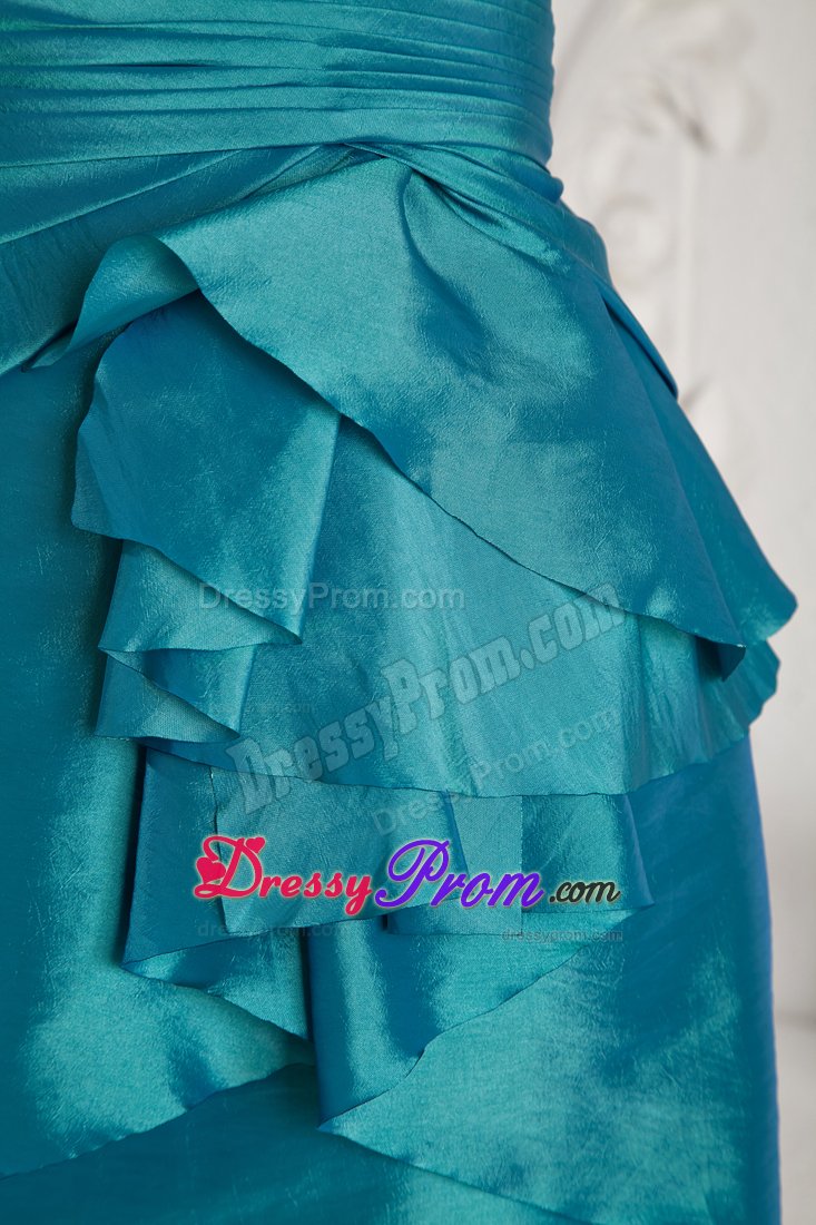 Hot Sweetheart Ruched Column Turquoise Prom Nightclub Dress