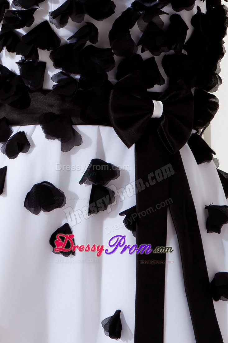 A-line Straps Junior Prom Homecoming Dress Sashes in White and Black