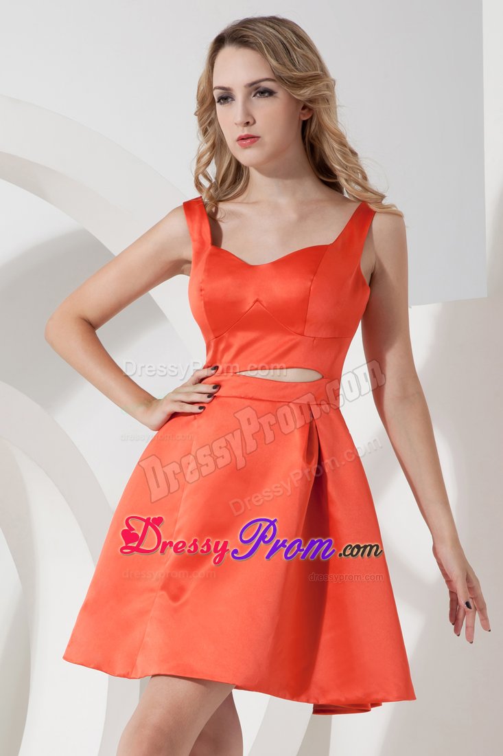Straps and Cutout for Orange Red Princess Prom Pageant Dress