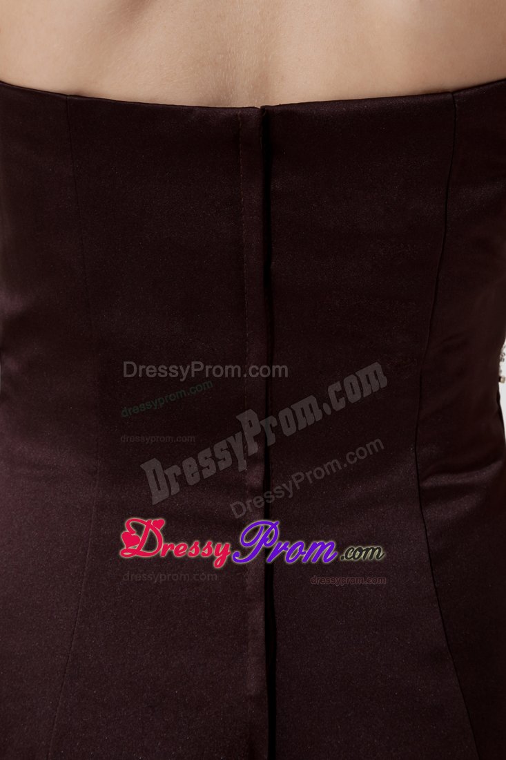 Mature Sweetheart Ruched Beaded Brown Short Prom Dress